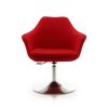 Manhattan Comfort Kinsey Red and Polished Chrome Wool Blend Adjustable Height Swivel Accent Chair