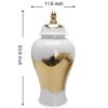 Regal White Gilded Ginger Jar with Removable Lid