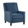 Modern Home Furniture Reclining Chair 1pc Blue Textured Fabric Upholstered Nailhead Trim Solid Wood Frame Self-Reclining Motion Chair