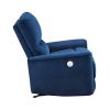 Modern Living Room 1pc Power Rocker Reclining Chair Blue Velvet Upholstery Solid Wood Frame Luxury Home Furniture