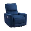 Modern Living Room 1pc Power Rocker Reclining Chair Blue Velvet Upholstery Solid Wood Frame Luxury Home Furniture