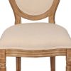 French Country Dining Chairs with Round Back Set of 2, Upholstered, Solid Wood Legs, Accent Side Chairs for Living Room, Wedding Event- Cream