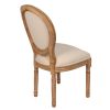 French Country Dining Chairs with Round Back Set of 2, Upholstered, Solid Wood Legs, Accent Side Chairs for Living Room, Wedding Event- Cream