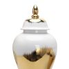 Regal White Gilded Ginger Jar with Removable Lid