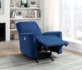 Modern Living Room 1pc Power Rocker Reclining Chair Blue Velvet Upholstery Solid Wood Frame Luxury Home Furniture