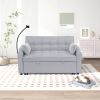 Modern Velvet Loveseat Futon Sofa Couch w/Pullout Bed,Small Love Seat Lounge Sofa with adjustable Reclining Backrest,Toss Pillows, Pockets