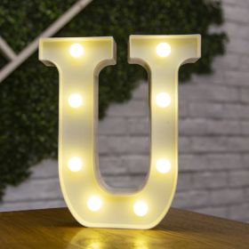 Alphabet Letter LED Lights Luminous Number Lamp Decor Battery Night Light for home Wedding Birthday Christmas party Decoration (Type: U)