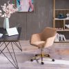 Modern Velvet Fabric Material Adjustable Height 360 revolving Home Office Chair with Gold Metal Legs and Universal Wheels for Indoor