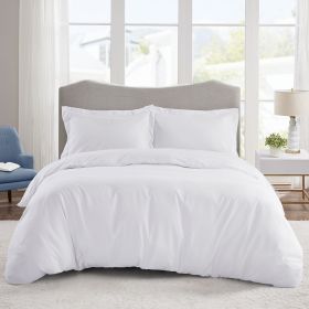 2 Piece Super Soft Microfiber White / Gray Duvet Cover Zipper Closure with 4 Corner Tabs (Color: White, size: Twin)