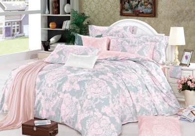 Lauren Damask 100% Cotton 3 Pcs Comforter Set (Color: Pink, size: Queen)