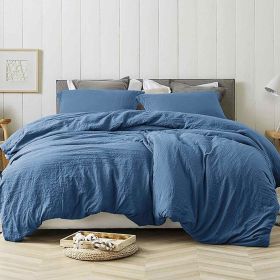 Dark Olive Green Duvet Cover Queen Size 3 Pieces, Soft & Lightweight Quilt Cover Set - 1 Neutral Duvet Cover with Zipper Closure (Color: Blue, size: King)