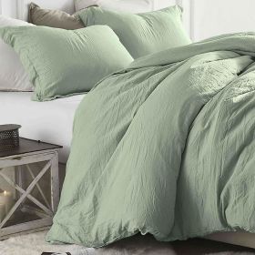 Dark Olive Green Duvet Cover Queen Size 3 Pieces, Soft & Lightweight Quilt Cover Set - 1 Neutral Duvet Cover with Zipper Closure (Color: Sage Green, size: Twin XL)