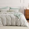 100% Washed Cotton Duvet Cover Cream Minimalist Duvet Cover Linen Like - 3 Pieces Plain Simple Cotton Duvet Cover Set