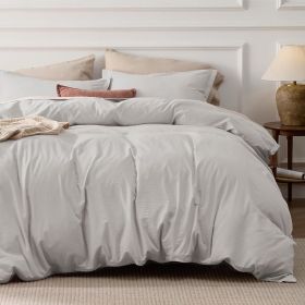 100% Washed Cotton Duvet Cover Cream Minimalist Duvet Cover Linen Like - 3 Pieces Plain Simple Cotton Duvet Cover Set (Color: 18 - Stone, size: Queen (90  x 90 ))