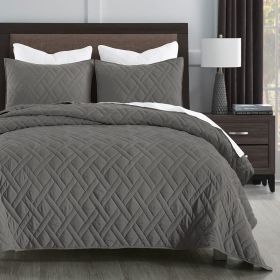 Quilt King Size Dusty Blue, Lightweight Quilt for Summer Ultra-Soft Microfiber Modern Style Quilted Clouds Pattern Bedspread (Color: Dark Grey 2, size: Full Queen(90  x 96)