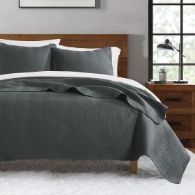 Quilt King Size Dusty Blue, Lightweight Quilt for Summer Ultra-Soft Microfiber Modern Style Quilted Clouds Pattern Bedspread (Color: Steel Grey, size: Full Queen(90  x 96)