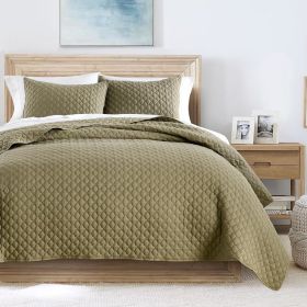 Quilt King Size Dusty Blue, Lightweight Quilt for Summer Ultra-Soft Microfiber Modern Style Quilted Clouds Pattern Bedspread (Color: Olive Green, size: King( 106  x 96 ))