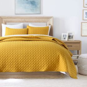 Quilt King Size Dusty Blue, Lightweight Quilt for Summer Ultra-Soft Microfiber Modern Style Quilted Clouds Pattern Bedspread (Color: Yellow, size: Full Queen(90  x 96)