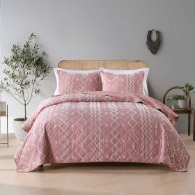 Quilt King Size Dusty Blue, Lightweight Quilt for Summer Ultra-Soft Microfiber Modern Style Quilted Clouds Pattern Bedspread (Color: Tufted Quilt-pink, size: Twin(68  x 86 ))