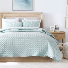 Quilt King Size Dusty Blue, Lightweight Quilt for Summer Ultra-Soft Microfiber Modern Style Quilted Clouds Pattern Bedspread (Color: Aqua Blue, size: Full Queen(90  x 96)