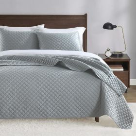 Quilt King Size Dusty Blue, Lightweight Quilt for Summer Ultra-Soft Microfiber Modern Style Quilted Clouds Pattern Bedspread (Color: Light Slate Grey, size: Full Queen(90  x 96)