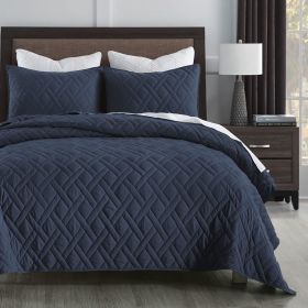 Quilt King Size Dusty Blue, Lightweight Quilt for Summer Ultra-Soft Microfiber Modern Style Quilted Clouds Pattern Bedspread (Color: Dark Navy, size: Twin(68  x 86 ))