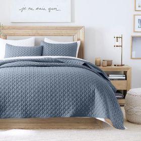 Quilt King Size Dusty Blue, Lightweight Quilt for Summer Ultra-Soft Microfiber Modern Style Quilted Clouds Pattern Bedspread (Color: Dusty Blue, size: King( 106  x 96 ))