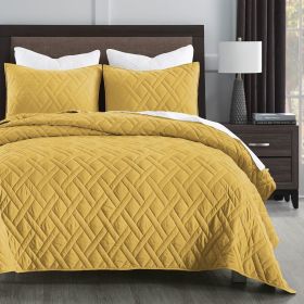 Quilt King Size Dusty Blue, Lightweight Quilt for Summer Ultra-Soft Microfiber Modern Style Quilted Clouds Pattern Bedspread (Color: Mustard Yellow, size: Full Queen(90  x 96)