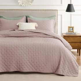 Bedsure Extra Long Quilt Set - Soft Ultrasonic - Clover Bedspread - Lightweight Bed Coverlet for All Seasons, Twin, Queen, King (Color: Dusty Rose, size: King)