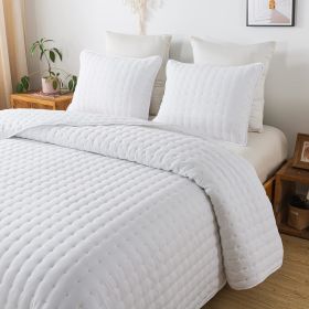 Quilt Bedding Sets with Pillow Shams, Deep Lightweight Bedspread Coverlet, Quilted Blanket Thin Comforter Bed Cover, 3 Pieces, (Color: White, size: King)