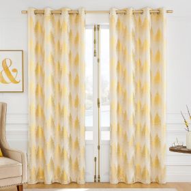 Metallic Tree Blackout Curtains Bedroom Length Living-Room Branch Print Curtain Panels Triple Weave Thermal Insulated Drapes (Color: Forest  Gold Ivory, size: 50 W x 84 L 2pcs)