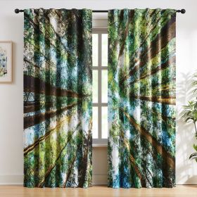 Metallic Tree Blackout Curtains Bedroom Length Living-Room Branch Print Curtain Panels Triple Weave Thermal Insulated Drapes (Color: Nature Woodland, size: 50 W x 84 L 2pcs)