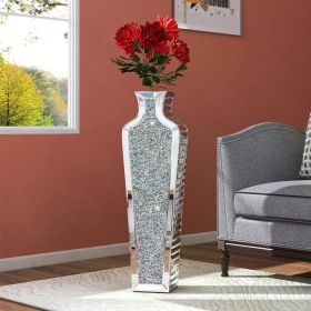 Tall Crushed Diamond Floor Vase Large Silver Mirror Vases for Decor Living Room Floor Decoration Home Decorations 26.8 Inches (Color: 7.8L x 4.7W x 26.8H)