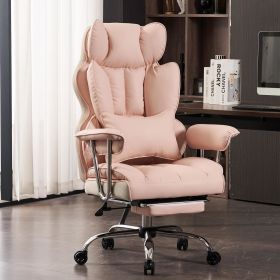 Tall Office Chair, PU Leather Computer Chair, Executive Chair with Leg Rest and Lumbar Support, Light Green Office Chair (Color: Light Pink)