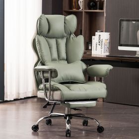 Tall Office Chair, PU Leather Computer Chair, Executive Chair with Leg Rest and Lumbar Support, Light Green Office Chair (Color: Light Green)