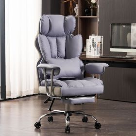 Tall Office Chair, PU Leather Computer Chair, Executive Chair with Leg Rest and Lumbar Support, Light Green Office Chair (Color: Light Purple)