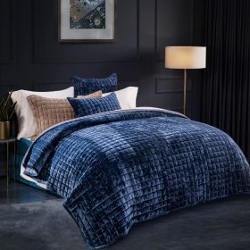 Quilt Set, Lightweight Comforter Set, Oversized Bedspread Coverlet Quilted Bedding Set, with 2 Matching Pillow Shams, (Color: Navy Blue, size: Twin)