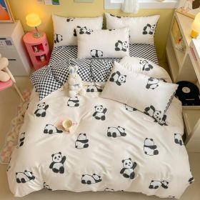 Duvet Cover Set Pure Cotton Women Girl Cute Quilt Cover Kawaii Strawberry Bedding Set 3 PCS 1 Queen Comfy Comforter Cover 2 (Color: Panda, size: Queen)