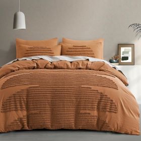 5 Pieces King Duvet Cover Set, Boho Bedding Sets for Modern Home, Tufted and Super Soft Comforter Covers (Color: Pumpkin Brown, size: King)