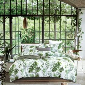 100% Long-Staple Cotton Duvet Cover Set,Pattern Printed Comforter Cover 3pcs, Ultra Soft & Breathable Bedding Set (Color: Army Green(bert), size: Queen(90 x90 ))