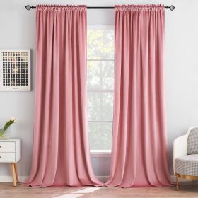 Curtains Thermal Insulated Blackout Curtain Drapes for Bedroom Living Room Darkening Long Curtains Panels Rod Pocket Set of 2 (Color: Blush Pink, size: 52 W 96 L)