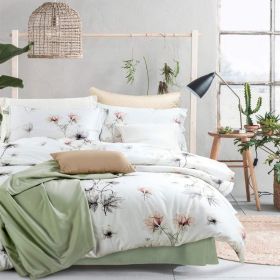 100% Long-Staple Cotton Duvet Cover Set,Pattern Printed Comforter Cover 3pcs, Ultra Soft & Breathable Bedding Set (Color: White Green(iger), size: CaliforniaKing104x98)