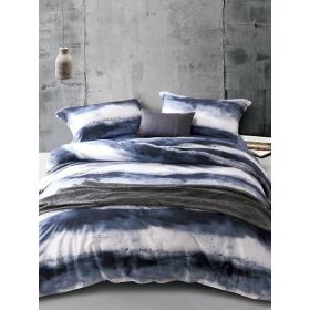 100% Long-Staple Cotton Duvet Cover Set,Pattern Printed Comforter Cover 3pcs, Ultra Soft & Breathable Bedding Set (Color: Blue white(angel), size: CaliforniaKing104x98)