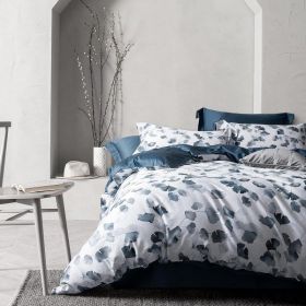 100% Long-Staple Cotton Duvet Cover Set,Pattern Printed Comforter Cover 3pcs, Ultra Soft & Breathable Bedding Set (Color: Light NavyKovasi, size: CaliforniaKing104x98)