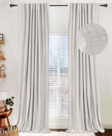 100% Blackout Shield Linen Blackout Curtains for Bedroom 96 Inches Long,Back Tab/Rod Pocket Living Room Drapes, (Color: Beige, size: 50 W x 96 L)