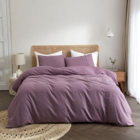 Linen Duvet Cover,100% Pure French Linen Duvet Cover Soft Breathable Luxury, Moisture-Absorbing Durable (Color: Purple, size: Queen)