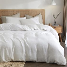 Linen Duvet Cover,100% Pure French Linen Duvet Cover Soft Breathable Luxury, Moisture-Absorbing Durable (Color: White, size: Queen)