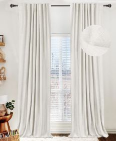 100% Blackout Shield Linen Blackout Curtains for Bedroom 96 Inches Long,Back Tab/Rod Pocket Living Room Drapes, (Color: Ivory, size: 50 W x 96 L)