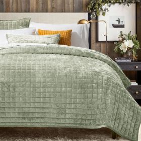 Quilt Set, Lightweight Comforter Set, Oversized Bedspread Coverlet Quilted Bedding Set, with 2 Matching Pillow Shams, (Color: Sage Green, size: King)