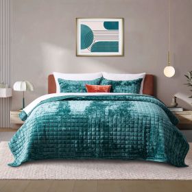 Quilt Set, Lightweight Comforter Set, Oversized Bedspread Coverlet Quilted Bedding Set, with 2 Matching Pillow Shams, (Color: Teal, size: King)